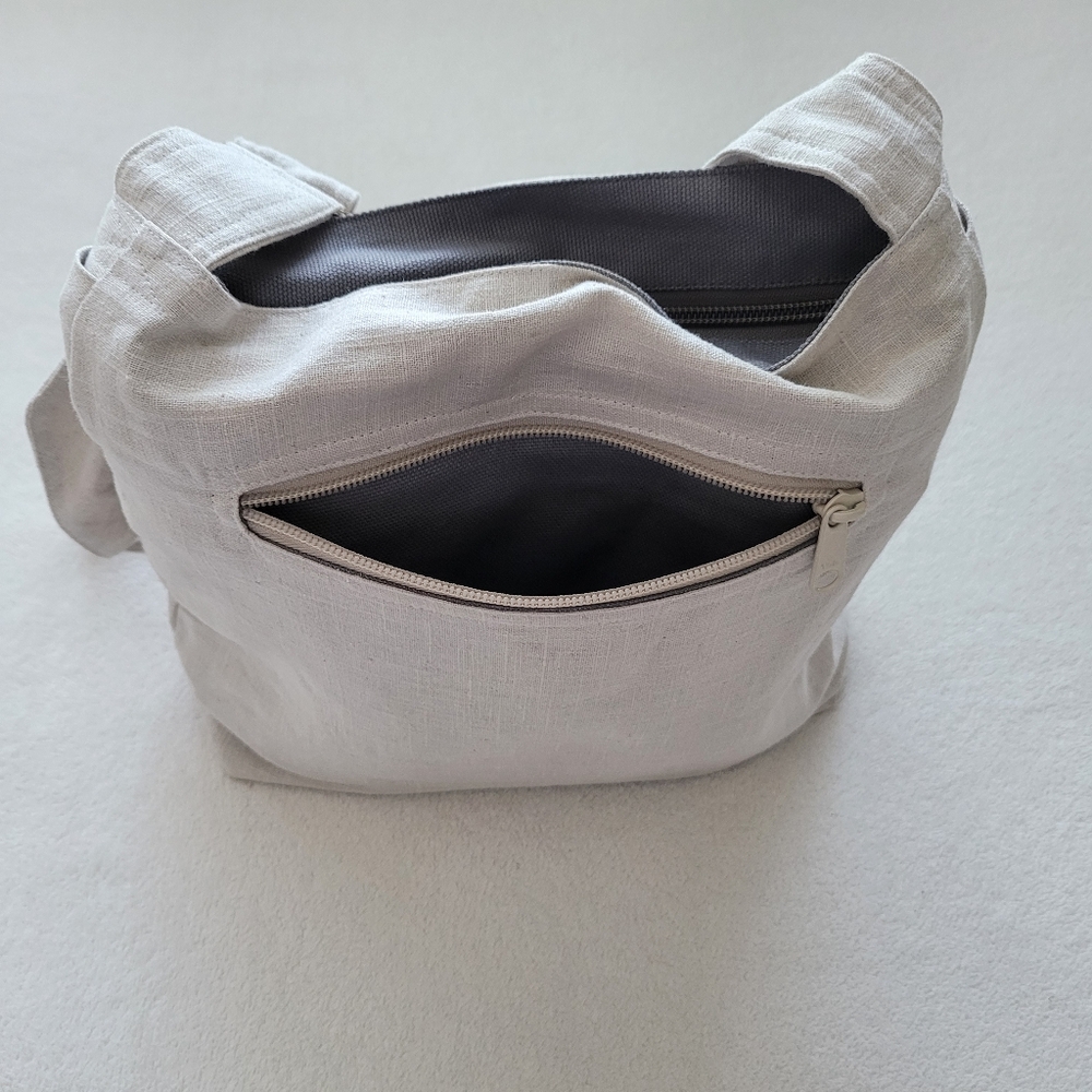 TippyThai | Cotton Twill Crossbody / Shoulder Bag NWOT natural color w/Bow - Picture 6 of 16